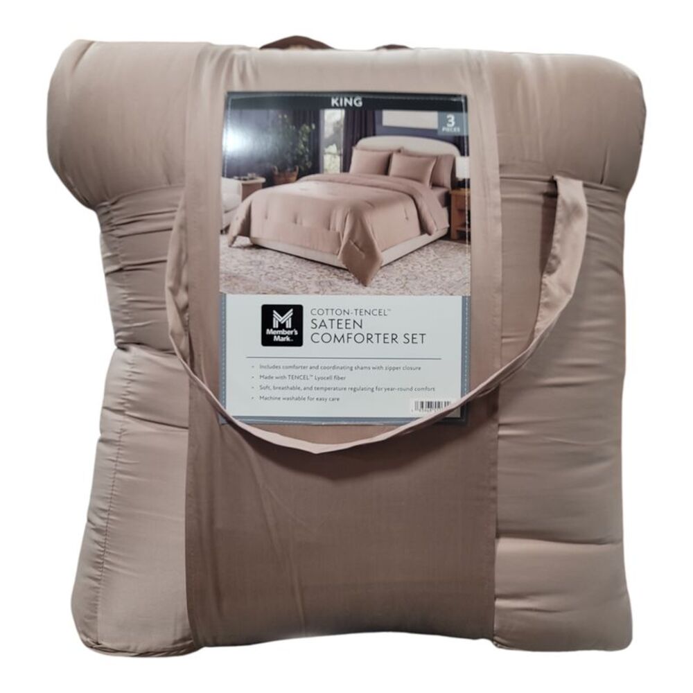 Member’s Mark 3-Piece Cotton-Tencel Sateen Comforter Set, King - Brown